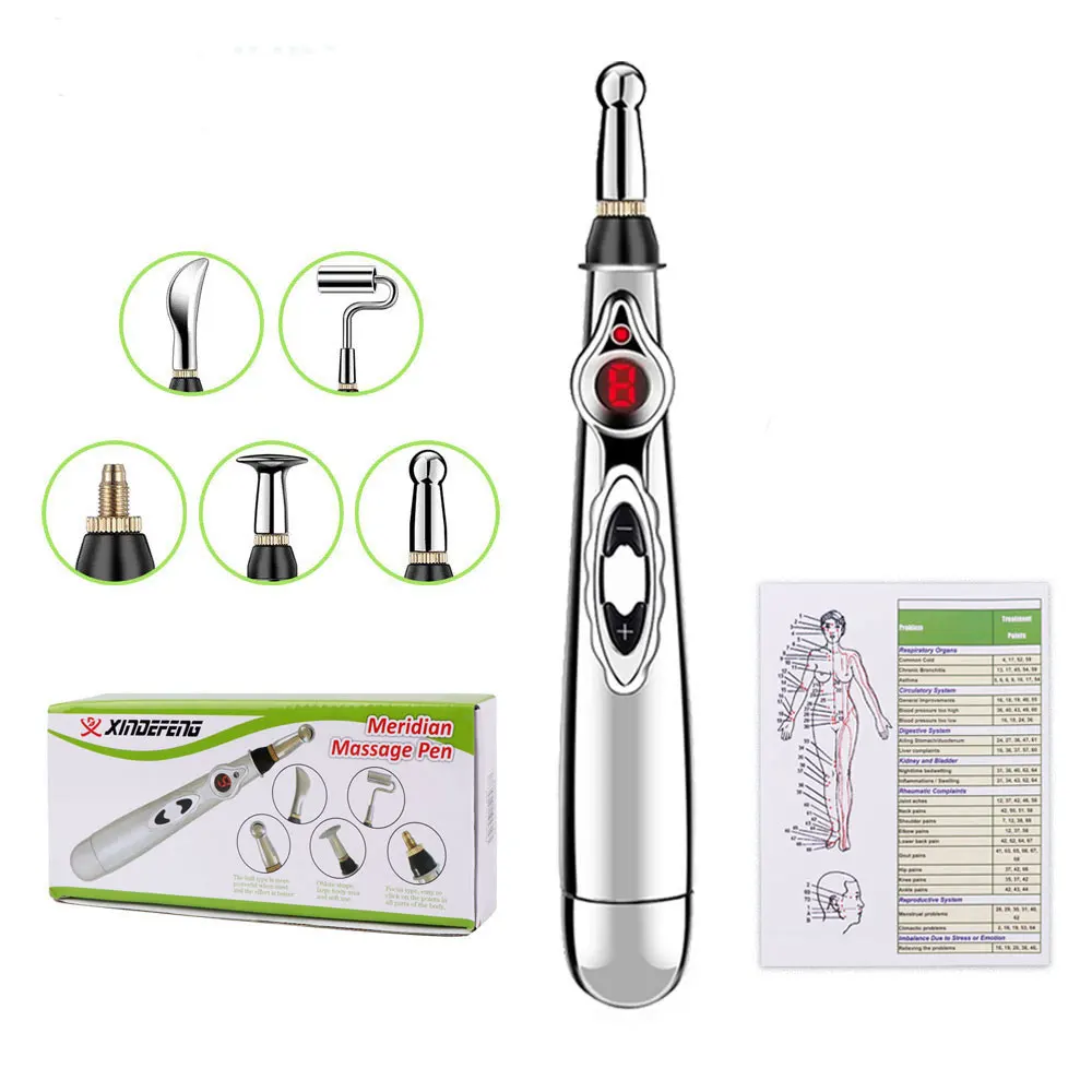 

5 Heads Electronic Acupuncture Pen Electric Meridians Laser Therapy Heal Massage Pen Meridian Energy Pen Relief Pain Tools
