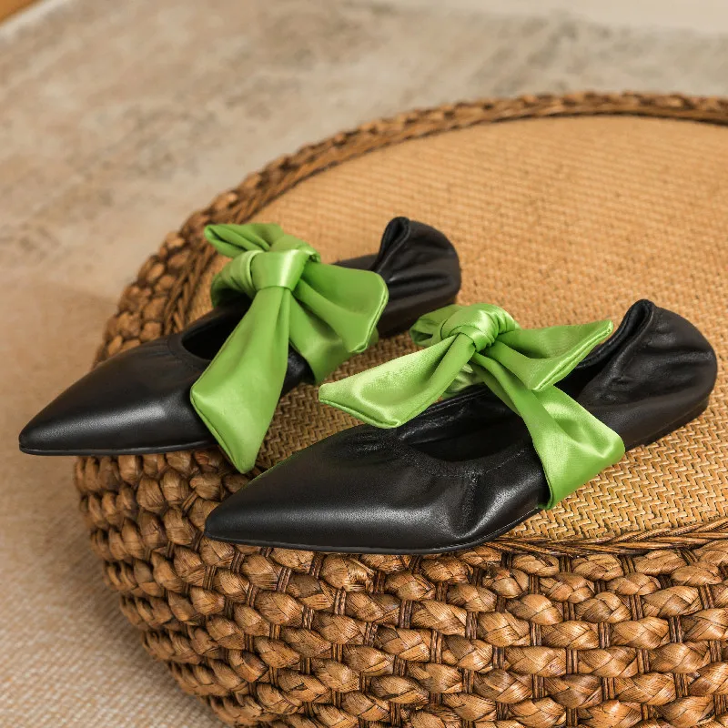 

Stylesowner 2021 Spring and Summer New Ladies Fashion High-End Flat-Heel Loafers Big Brand Ribbon Real Leather Lazy Flat Shoes