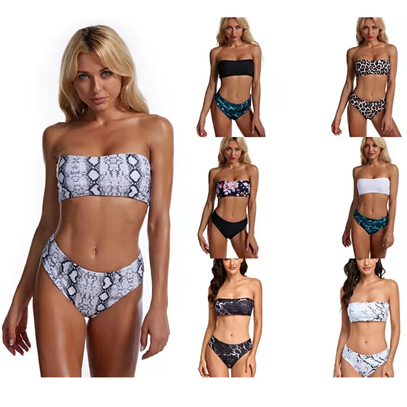 

2022 New Split Triangle Sexy Sling Print Bikini Swimsuit Women Swumsuit Woman 2 Piece Suit Sexy Swimwear Women