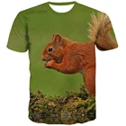 Мужская футболка с изображением животного, уличная 3d Футболка с принтом белки