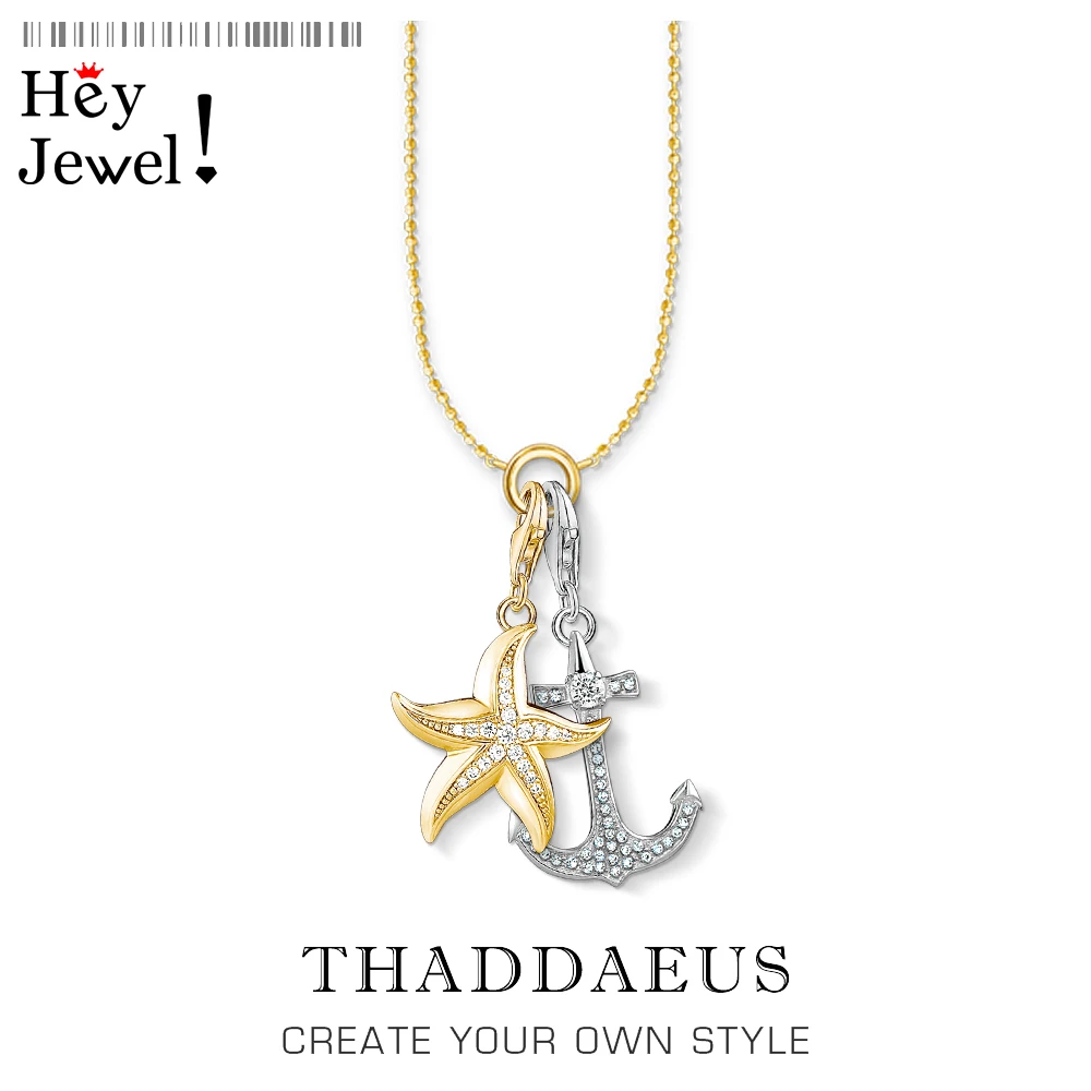 Ожерелье с подвеской в виде Золотой морской звезды и якоря Весенняя Новинка 2020