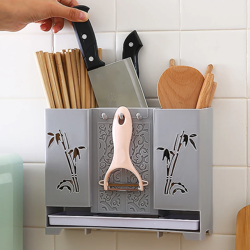 

Kitchen Chopsticks Drainer Rack Plastic Shelving Cutlery Spoon Fork Storage Box Drain Holder Strainer Stand Tool Shelf Organizer