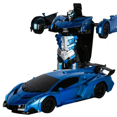 blue Радиоуправляемый автомобиль Трансформация Роботы спортивный автомобиль модель роботы игрушки крутая деформационная машина детские игрушки подарки для мальчиков - Цвет: blue
