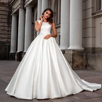 robes de mari%c3%a9e luxury matte soft satin wedding dresses o neck 3d three dimensional applique princess gowns diamond backless