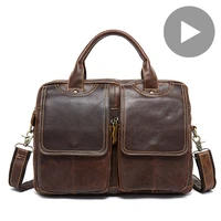 genuine leather handbag messenger shoulder men briefcase hand bag for laptop document a4 travel big satchel sac bolso bolsa 2020