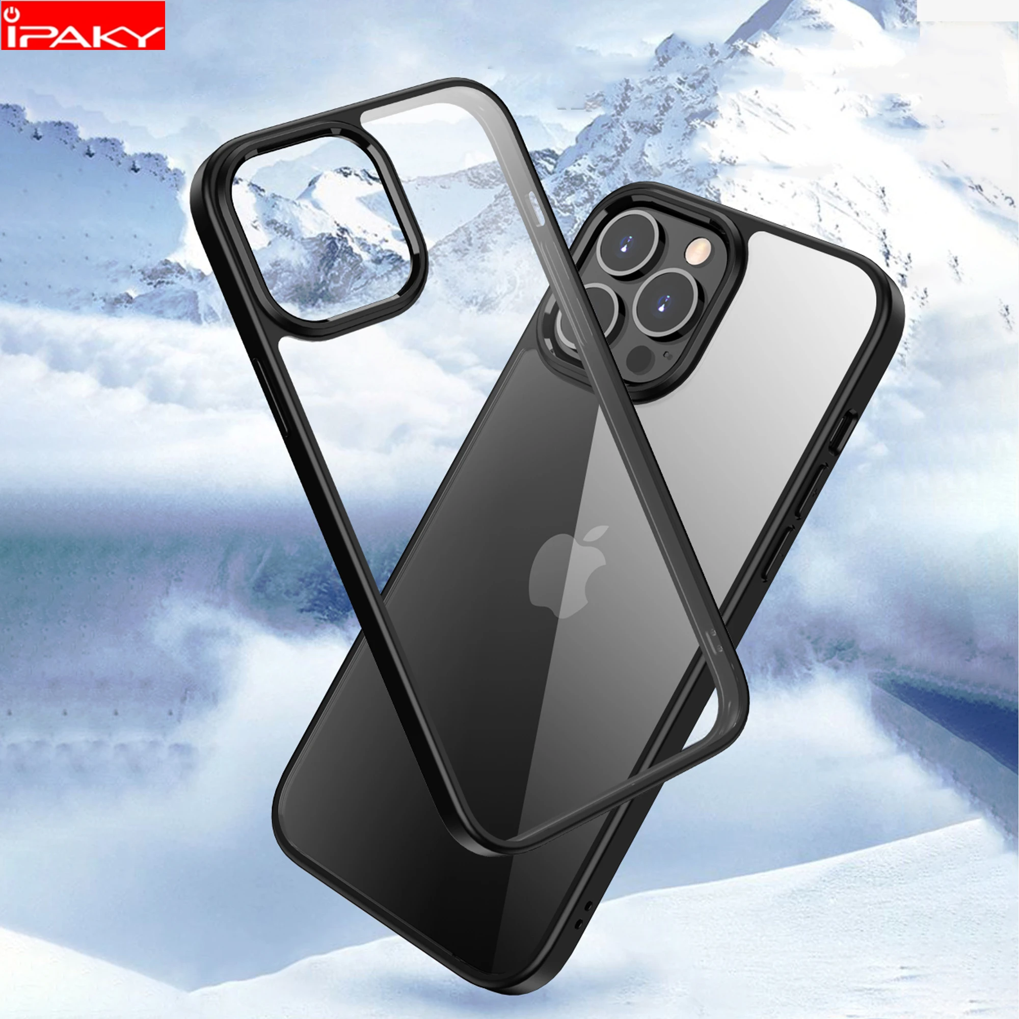 

IPAKY for iPhone 13 12 Case 12 13 Pro Mini Case Simple TPU PC Transparent Impact Resistant Cover for iPhone 12 13 Pro Max Case