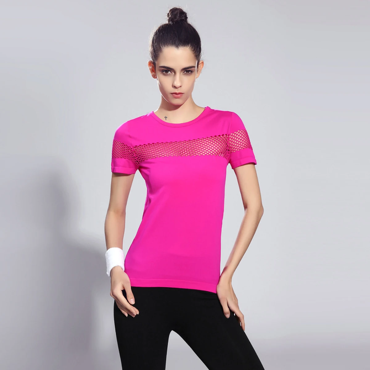 

Женская майка для йоги с Раздвоенной спиной, футболка для бега с коротким рукавом, сетчатые дышащие спортивные толстовки, топ для фитнеса, б...