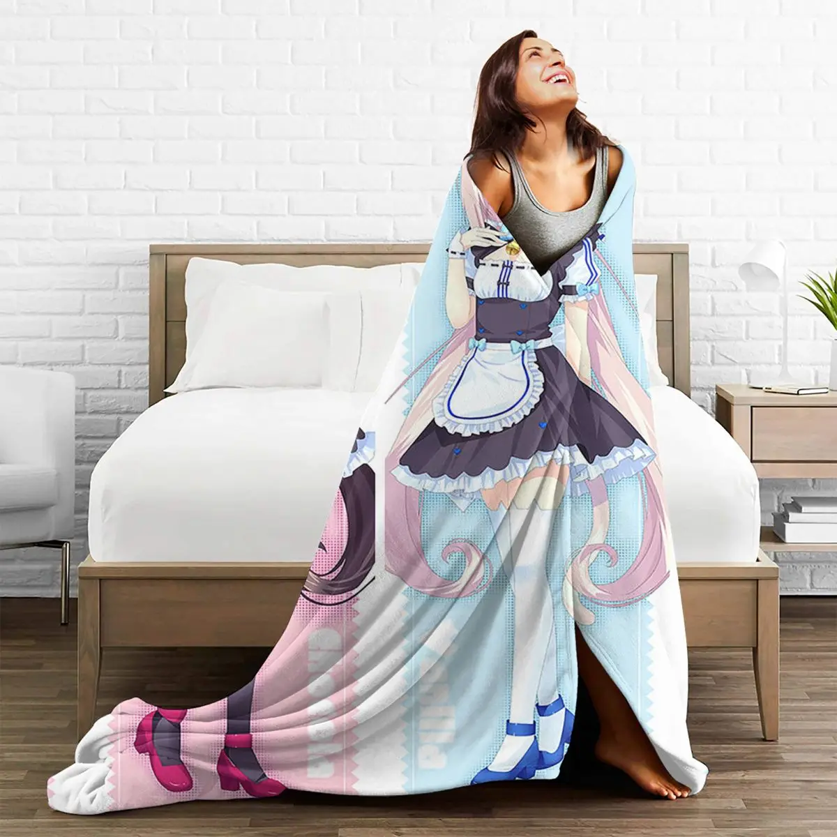 Anime Chocola Vanilla Knitted Blanket Nekopara Sexy Gir Flannel Throw Blankets Bedroom Sofa Decoration Lightweight Bedspreads | Дом и сад