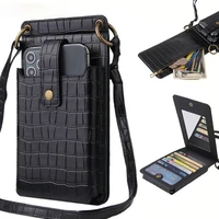 designer phone pocket small shoulder bag for women alligator pu leather mini crossbody messenger ladies bags wallet card purse