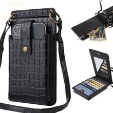 Designer Phone Pocket Small Shoulder Bag for Women Alligator Pu Leather Mini Crossbody Messenger Ladies Bags Wallet Card Purse