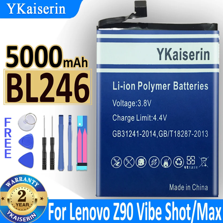 

5000mAh YKaiserin Battery BL246 For Lenovo Z90 Vibe Shot Z90A40 Z90-7 Mobile Phone Bateria