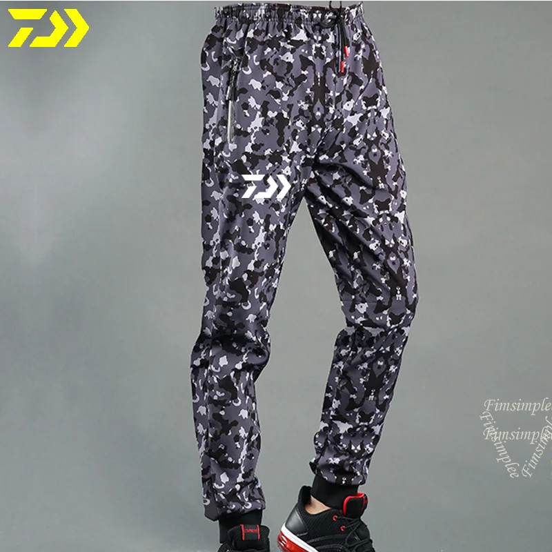 Camouflage Daiwa унисекс водонепроницаемые термостойкие походные брюки для рыбалки однотонные камуфляжные бархатные ветронепроницаемые Рыболовные костюмы штаны на завязках - Цвет: Camouflage