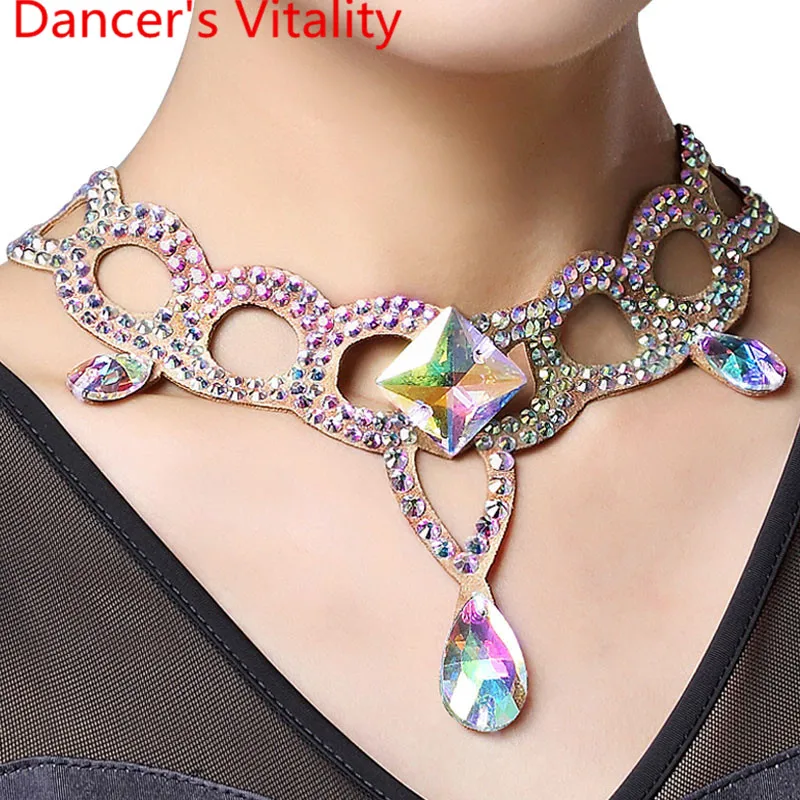 Collar de danza estándar nacional, decoración moderna de competición de salón de baile, accesorios de diamante para adulto bailarín Latino puesta en escena