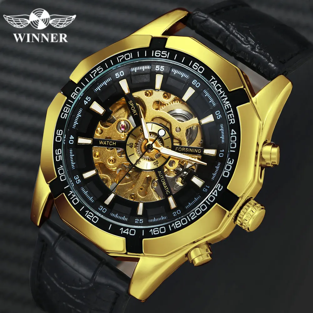 Часы наручные WINNER Мужские механические Классические повседневные брендовые