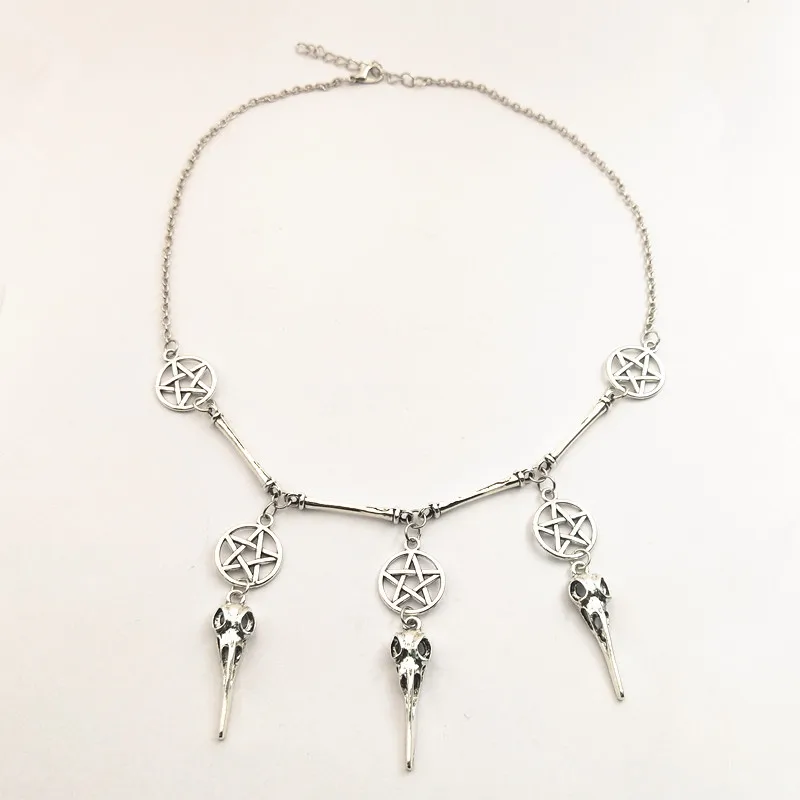 1 шт. готический ветер пентаграмма Скелет птица голова искусственное ожерелье