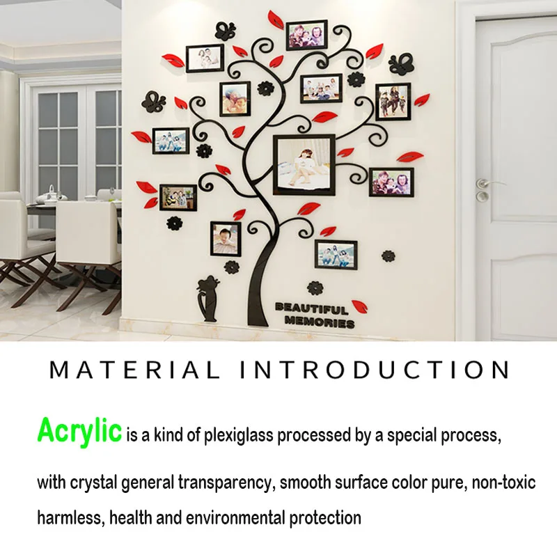 3D DIY фоторамка деревья акриловые наклейки на стены клейкие Семейные настенные