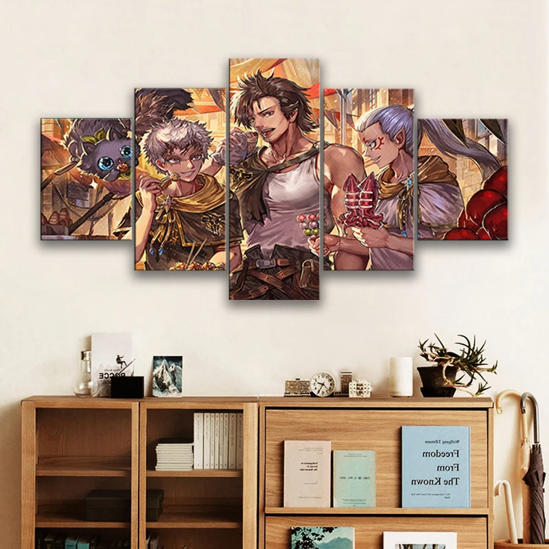 

5 Pieces Wall Art Canvas Painting Anime Poster Modern Living Room Home Decoration Modular Pictures Framework Free Shipping