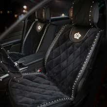 Winter Plush Fur Universal Car Seat Covers Styling Crown Rivets Auto Seat Cushion Auto Interior Accessories Front Seats Covers