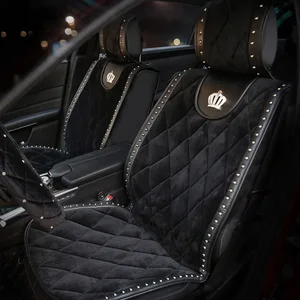 winter plush fur universal car seat covers styling crown rivets auto seat cushion auto interior accessories front seats covers free global shipping