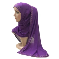 ice silk hijabs islamic women half instant hijabs cap long stretchable gold rhinestone arab muslim turban ready to wear 160x50cm