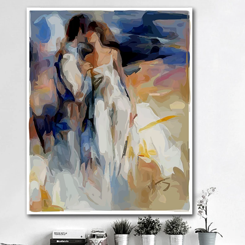 Diy Цифровая живопись Романтический целующаяся парочка обниматься креативное