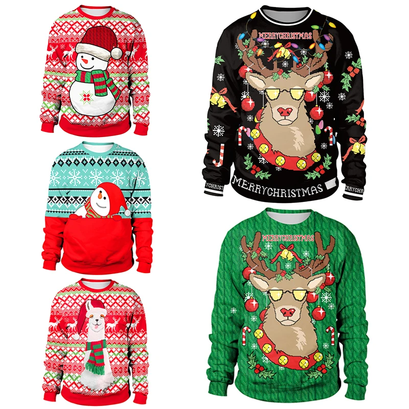 

Ugly Christmas Sweater Snowman for Gift Santa Reindeer Pullover Womens Mens 3D Jerseys and Sweaters Tops Autumn Winter Clothing