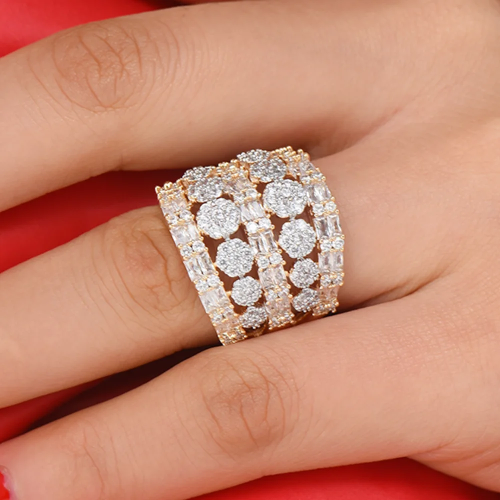 

KellyBola 4 Colors Luxury Wide Big Noble Rings for women Bridal Wedding Party Engagement Daily Gift Jewelry Gorgeous Hot