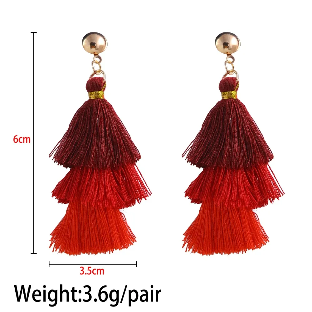 Qtian Boho Серьги-кисточки женские длинные висячие серьги для женщин девушек красные синие фиолетовые богемные массивные ювелирные изделия