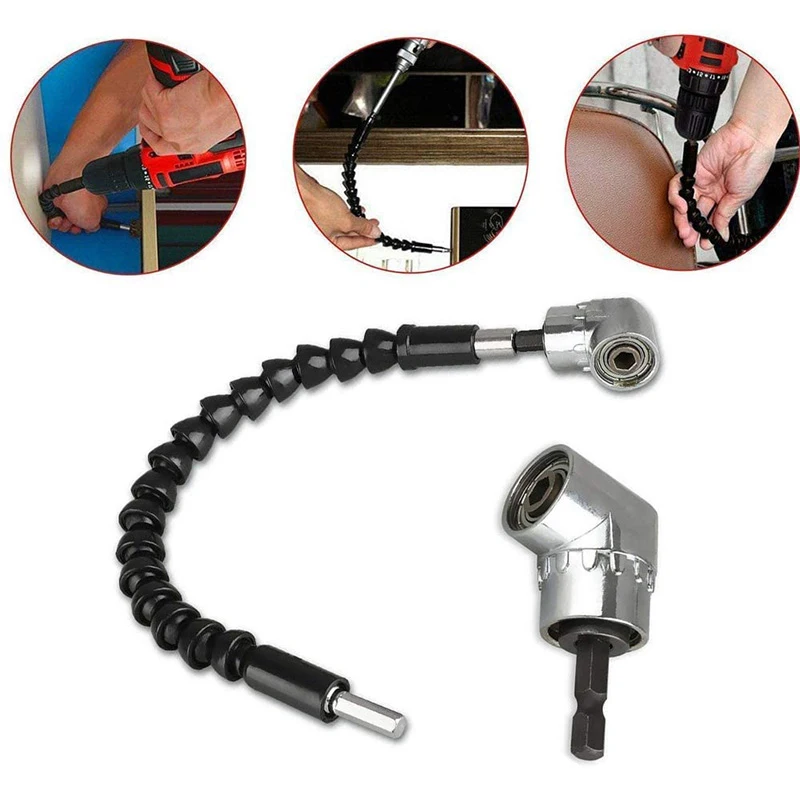 

105 Degree Angle Drill Flexible Shaft Bits Kit Extension Screwdriver Bit Holder 1/4inch Drill Adapter Hex Shank Connecting Tools