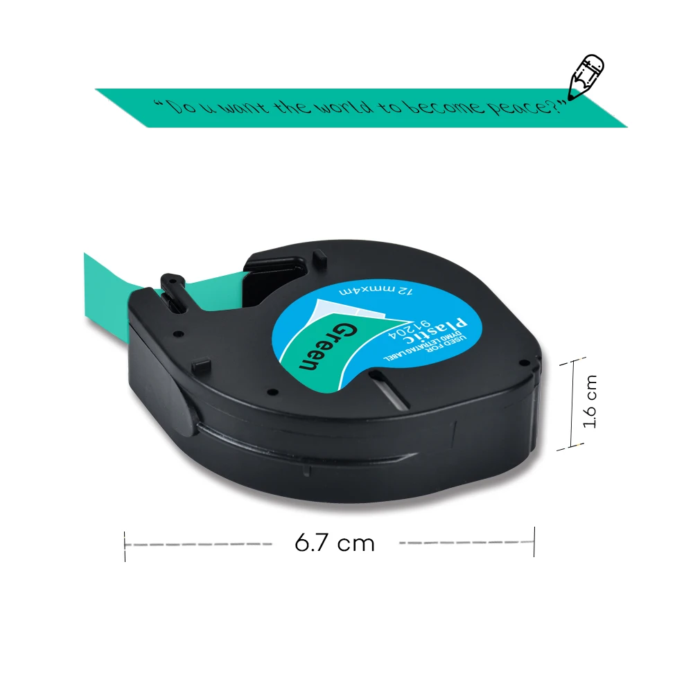 5 PACK Label World LT91204 ribbon Compatible for Dymo LT 12mm*4m Black on green Plastic Tapes LT-100H | Компьютеры и офис