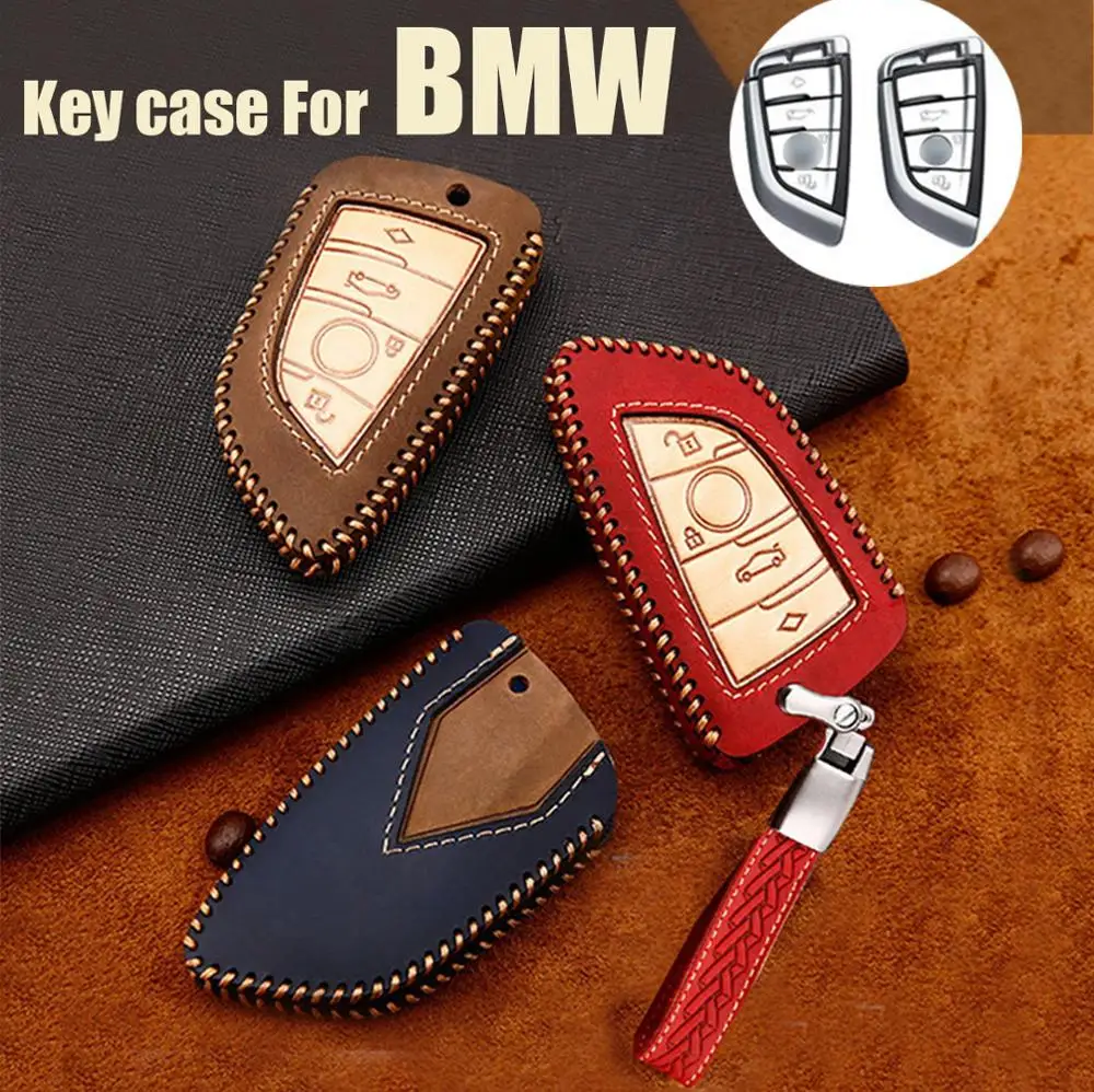 

1 Pcs Fit For BMW Accessories New Design Genuine Leather Car Remote Key Fob Holder Case Cover Bag Keychain Shell