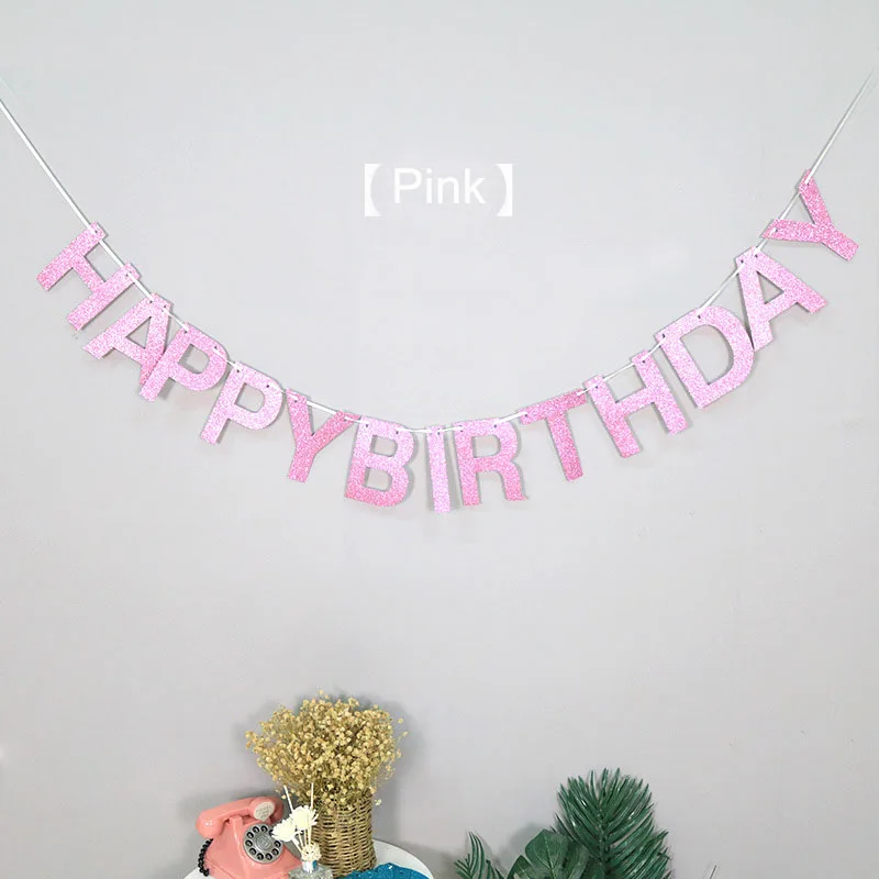 

Shinning Glitter Happy Birthday Banner Gold Pink Blue Birthday Decoration Boy Girl Party Decoration Adult