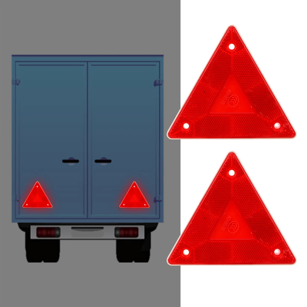 

Red Triangle Warning Reflector Reflective Sign Board Stop Warning Sign 2 Pieces Safety Truck Plate Rear Light
