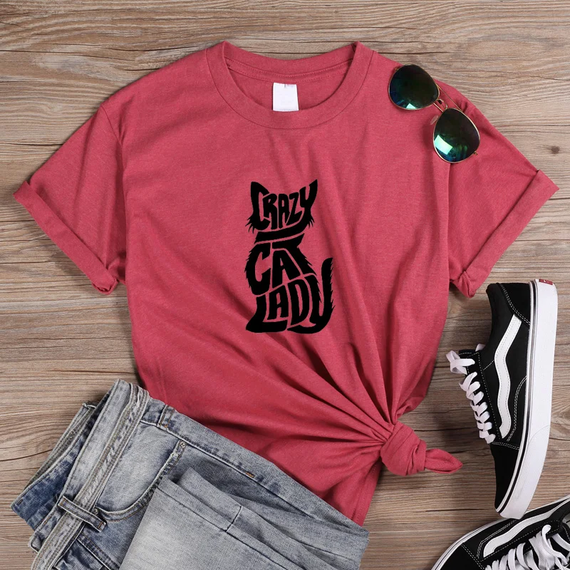 ONSEME футболка женская летняя с кружевными рукавами футболки Crazy Cat Lady Harajuku Friends