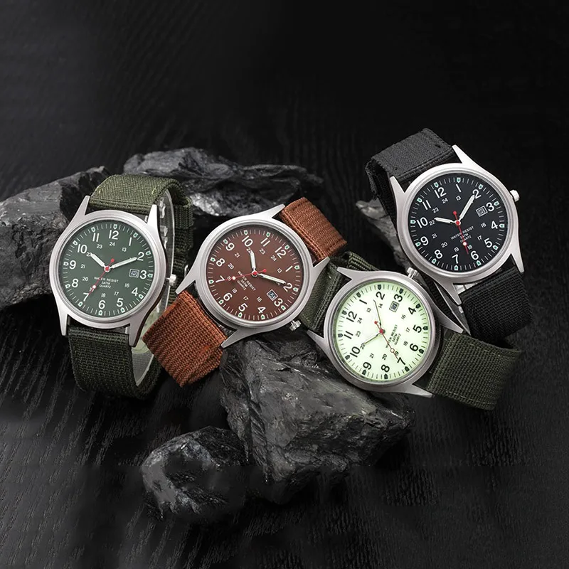 

Fashion Men Military Watch Quartz Analog Clock Canvas Wristband Sports Army Waterproof Wristwatch ~ TT@88