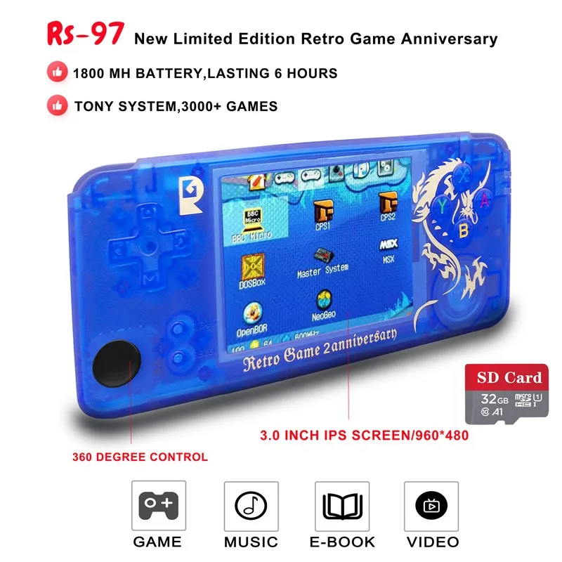 Ретро игровая консоль RS97 Plus 25 + эмуляторы 13000 игр|Портативные игровые консоли| |