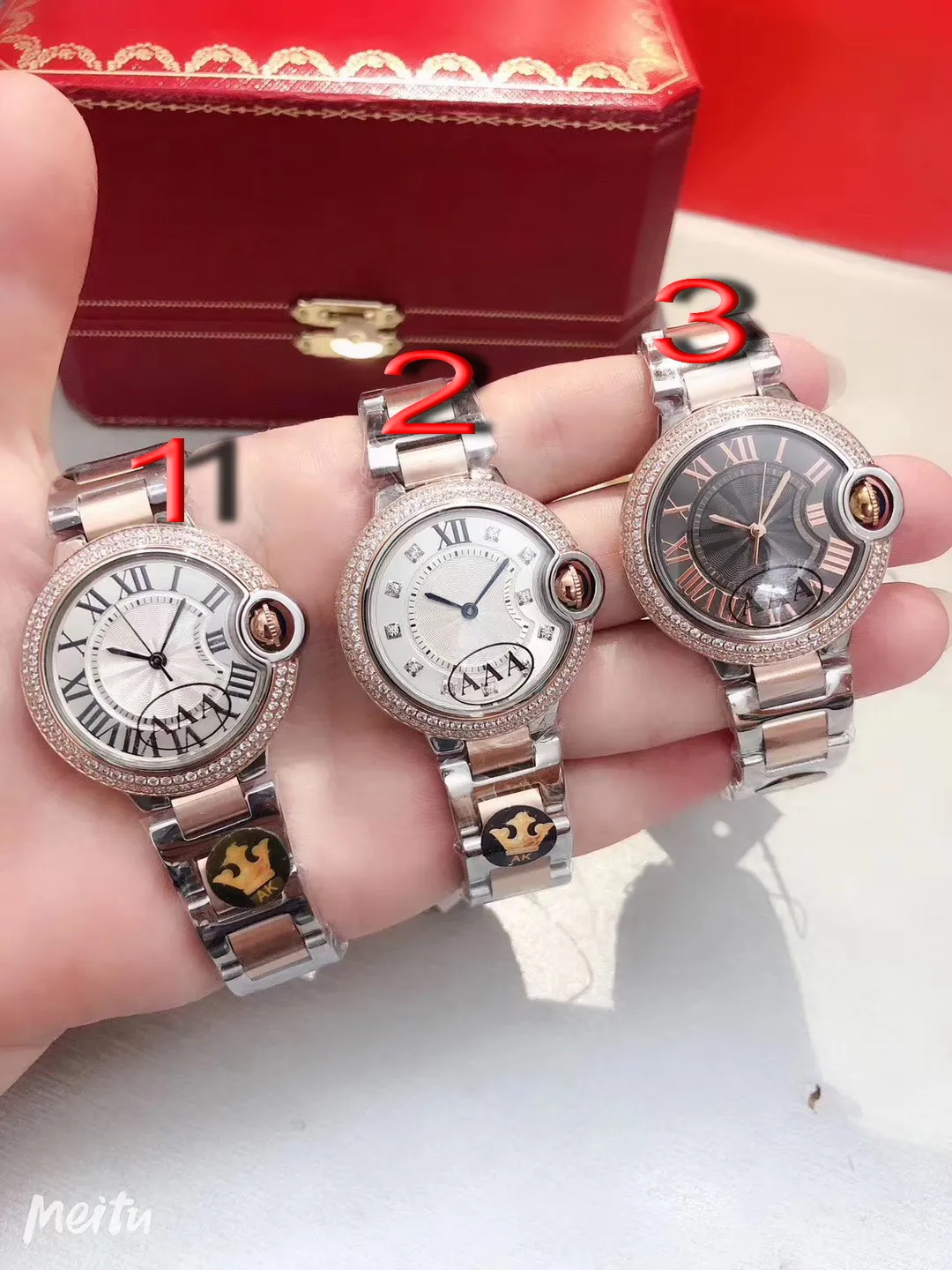

Classic New Men Women Rose Gold Silver Coffee White Rome Diamonds Bezel Japanese Quartz Stainless Steel Sapphire Watch 33mm