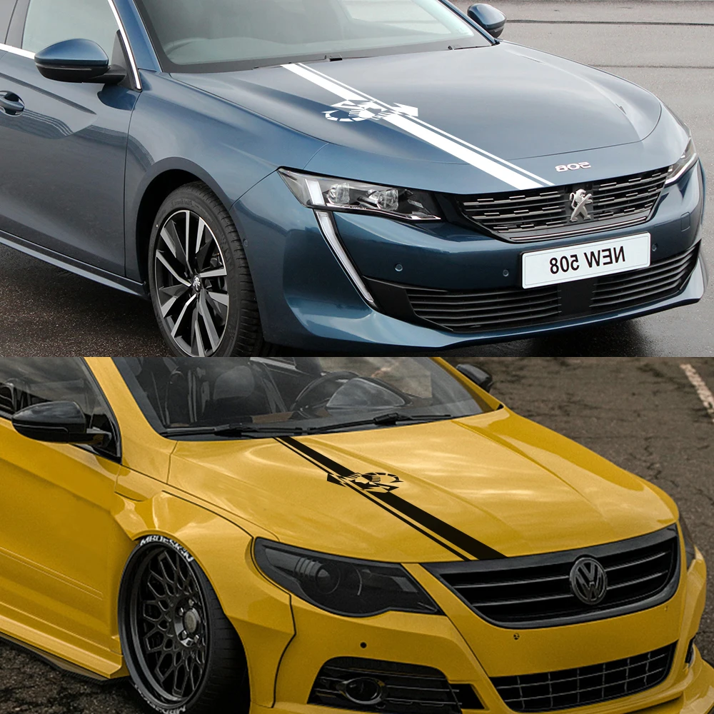 Автомобильный длинные полосатые наклейки Авто Крышка Капота Виниловая Пленка