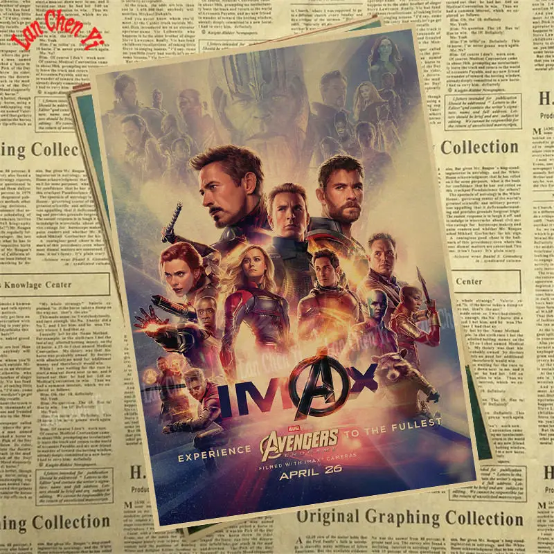 Темный хаки Marvel Фильм Мстители: эндшпиль крафт-бумага плакат художественный напечатанный номер живопись наклейки на стену - Цвет: Темный хаки
