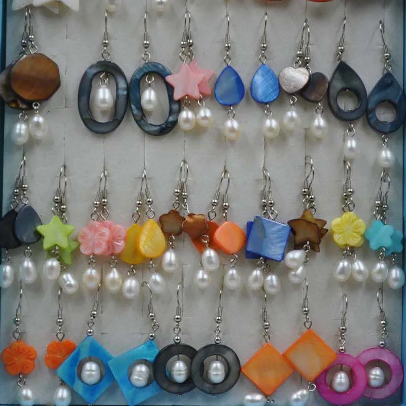 

wholesale 100 pairs various similar mix Fw Pearl Beads dangle earrings
