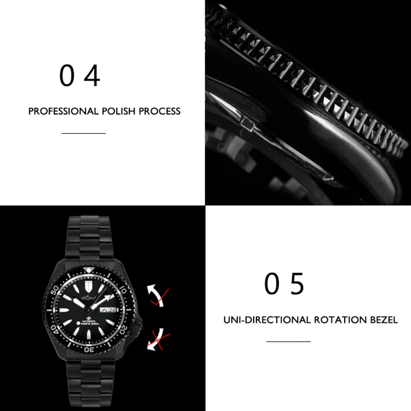 Часы наручные мужские с автоподзаводом водонепроницаемые 200 м | Наручные часы