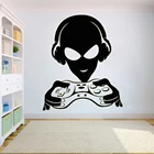 Виниловые наклейки для видеоигр в виде инопланетянина, джойстик, украшение для подростковой комнаты, водонепроницаемые наклейки для домашнего декора, наклейки HY1120