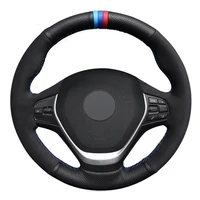 car steering wheel cover black genuine leather suede for bmw 4 series 420d 420i 428i 430i 435i 440i f32 f33 f36 2013 2019