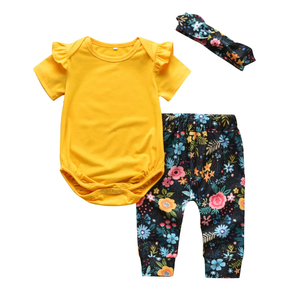 Летняя одежда для новорожденных девочек комбинезон с короткими рукавами и