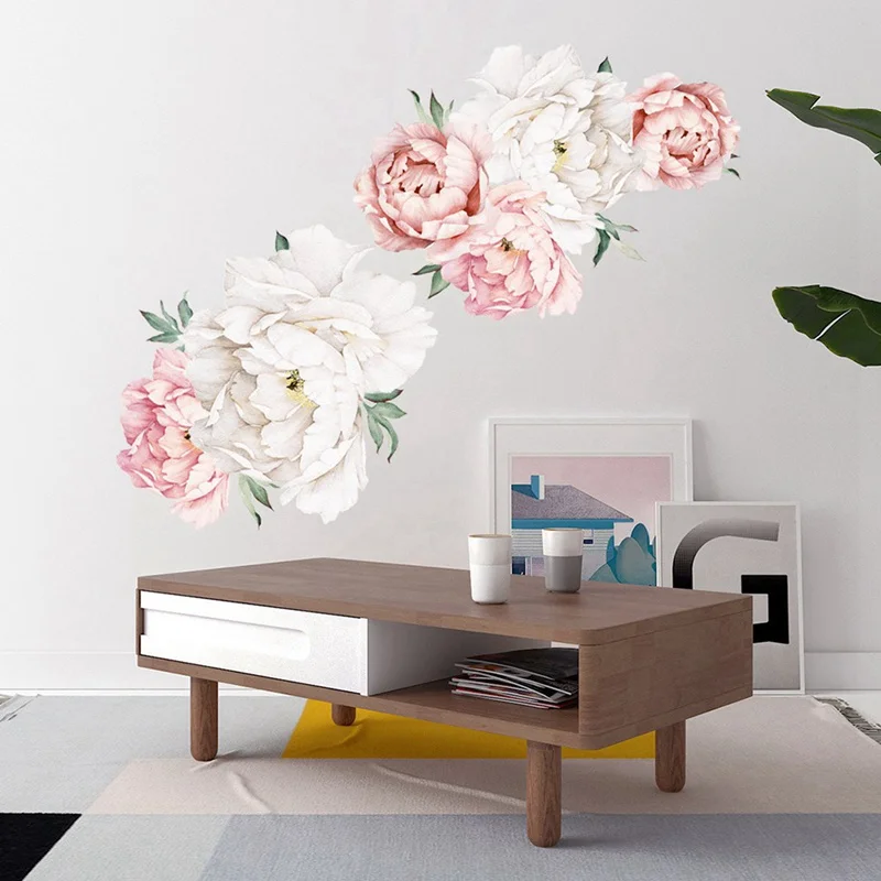 Цветы пионы на стены Стикеры s романтический цветок домашний декор для Спальня