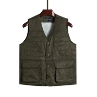 black army green thicken vest men autumn winter thermal wool liner waistcoat male v neck herringbone gilet sleeveless jacket