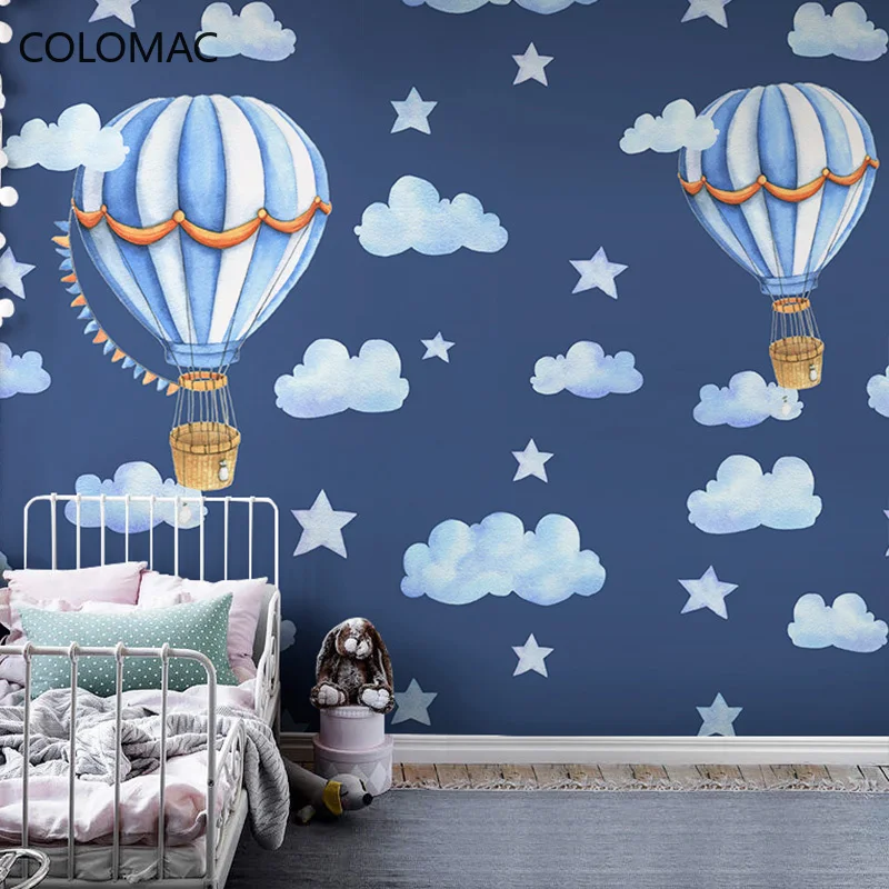 

Colomac Custom Nordic Cartoon Hot Air Balloon Wallpaper Children's Room Boys and Girls Bedroom Background Mural Dropshipping