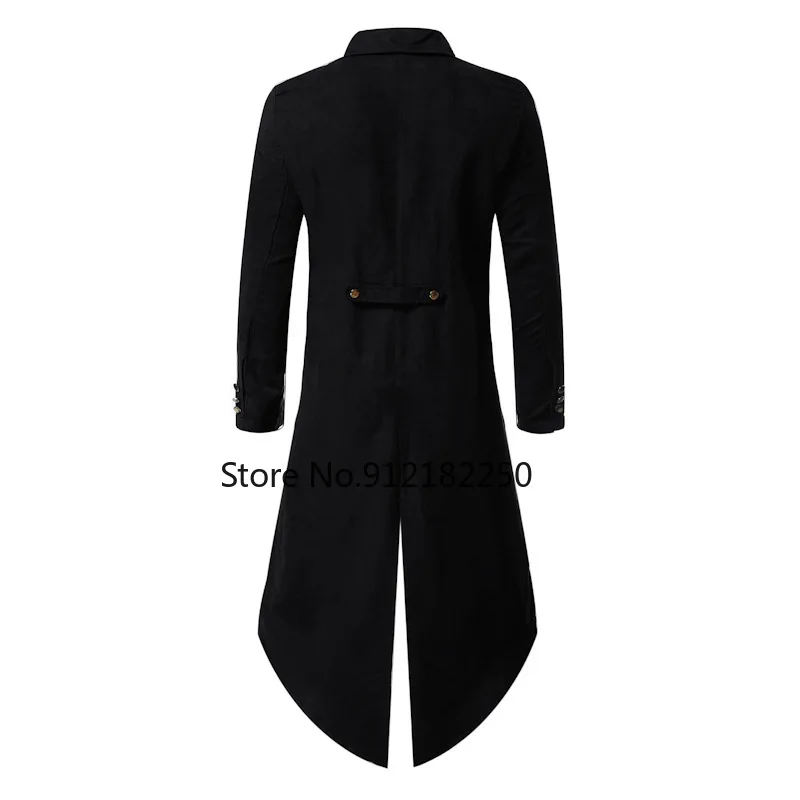 Мужское черное пальто в стиле стимпанк Средневековая готическая куртка мужское