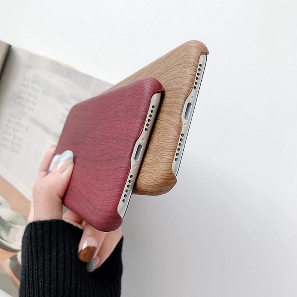 

Simple Phone Cases For Iphone 11 Pro Max X Xr Xs Max 6 6S 7 8 Plus Wood Grain Retro Back Cover Special Cellphone Shell