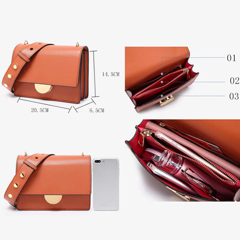 

Coolcept Casual Retro Women Bags Designer Brand Chic Strap Female Handbags Luxury Pu Leather Crossbody Messenger Bag Large Purse